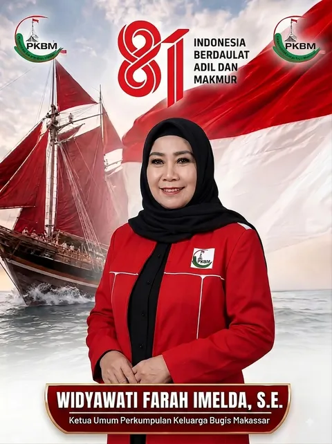 Poster ucapan Hari Kemerdekaan RI ke-81 dari Ketua Umum PKBM, Widyawati Farah Imelda, S.E.